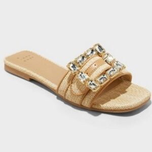 A New Day Kelsey Rhinestone Buckle Slide Sandals Size Women's 8